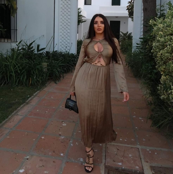 ZARA * satin effect pleated wrinkle effect cut out dress blogger favorite - Picture 12 of 16